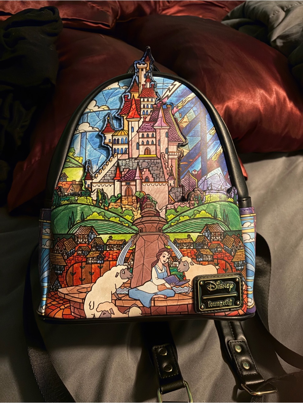 Disney Loungefly Beauty and the Beast Stained Glass Mini Backpack - Multicolor